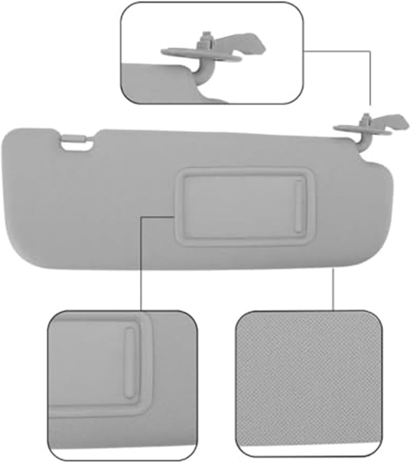 Yurefax Gray Sunvisor Assembly for Hyundai Elantra 2011-2015 - Image 1