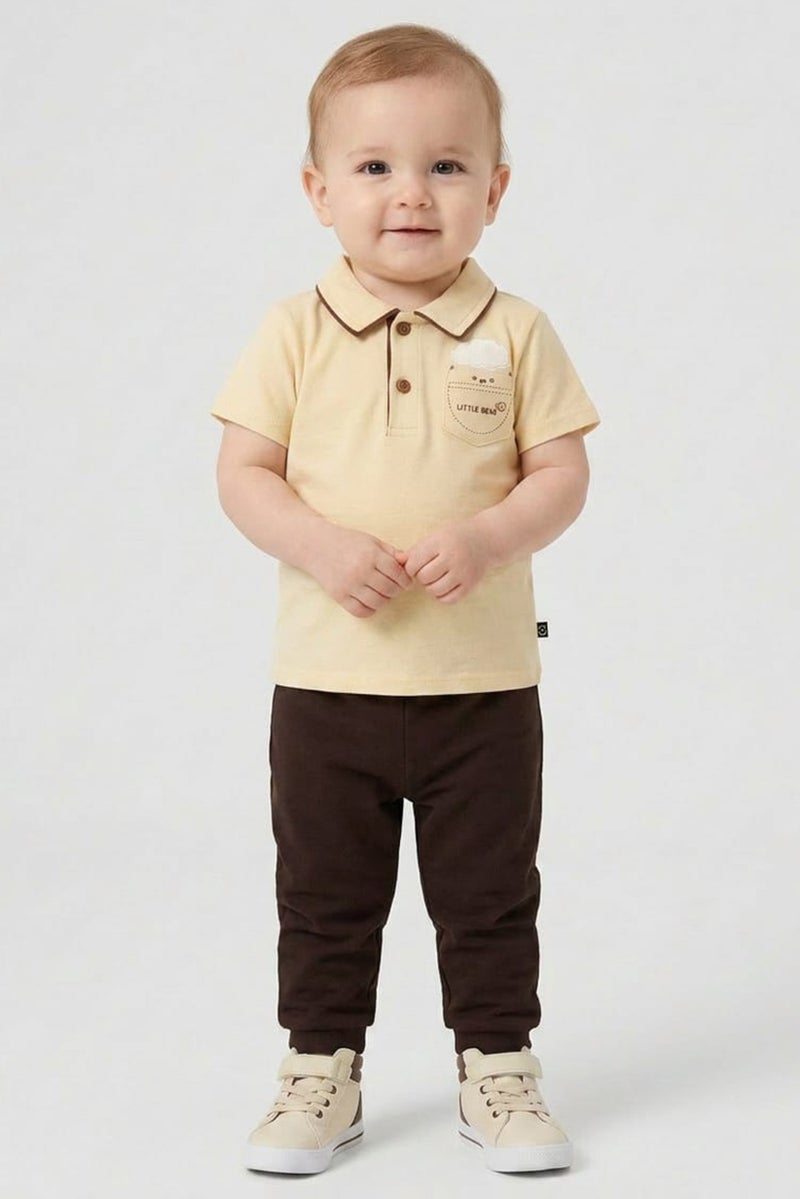 POPEES Toddlers Boy 2 Pcs Graphic Print Polo Shirt And Shorts Set, Multicolor - Image 1