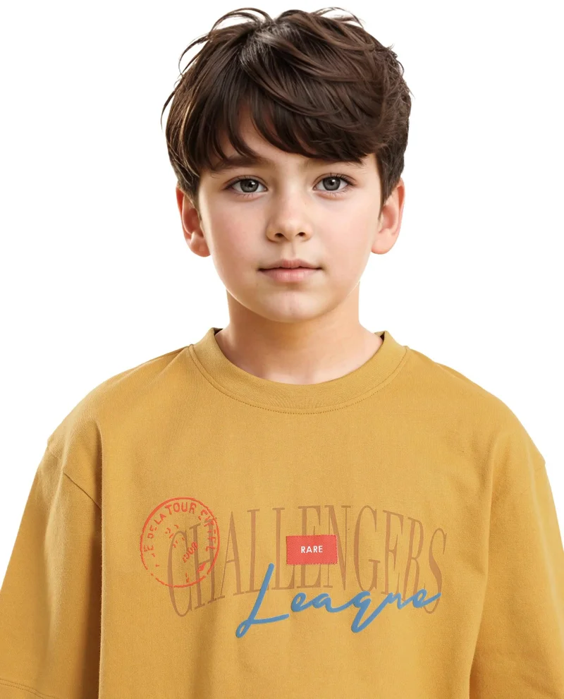 Rare Ones Rare Ones Kids Josh Yellow Cotton Solid Slip-On Oversized Fit T-Shirt