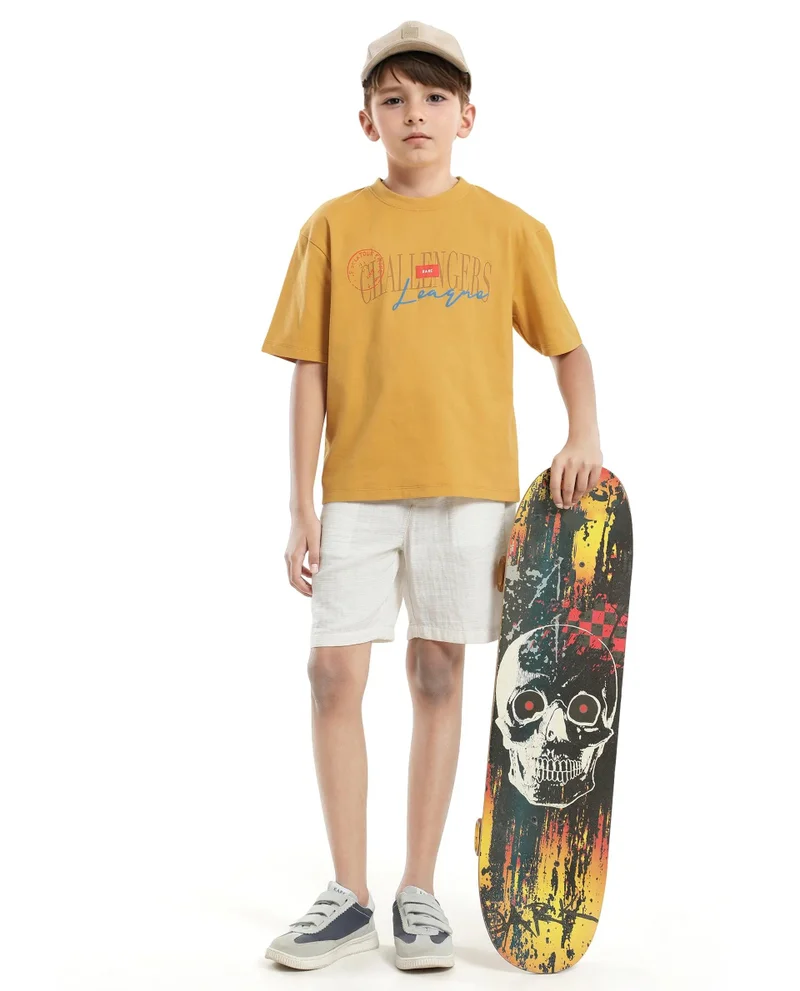Rare Ones Rare Ones Kids Josh Yellow Cotton Solid Slip-On Oversized Fit T-Shirt