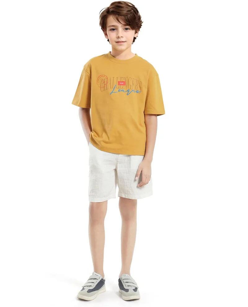 Rare Ones Rare Ones Kids Josh Yellow Cotton Solid Slip-On Oversized Fit T-Shirt