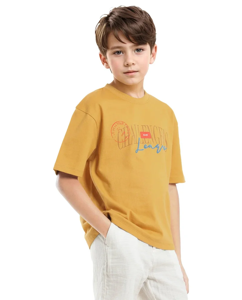 Rare Ones Rare Ones Kids Josh Yellow Cotton Solid Slip-On Oversized Fit T-Shirt