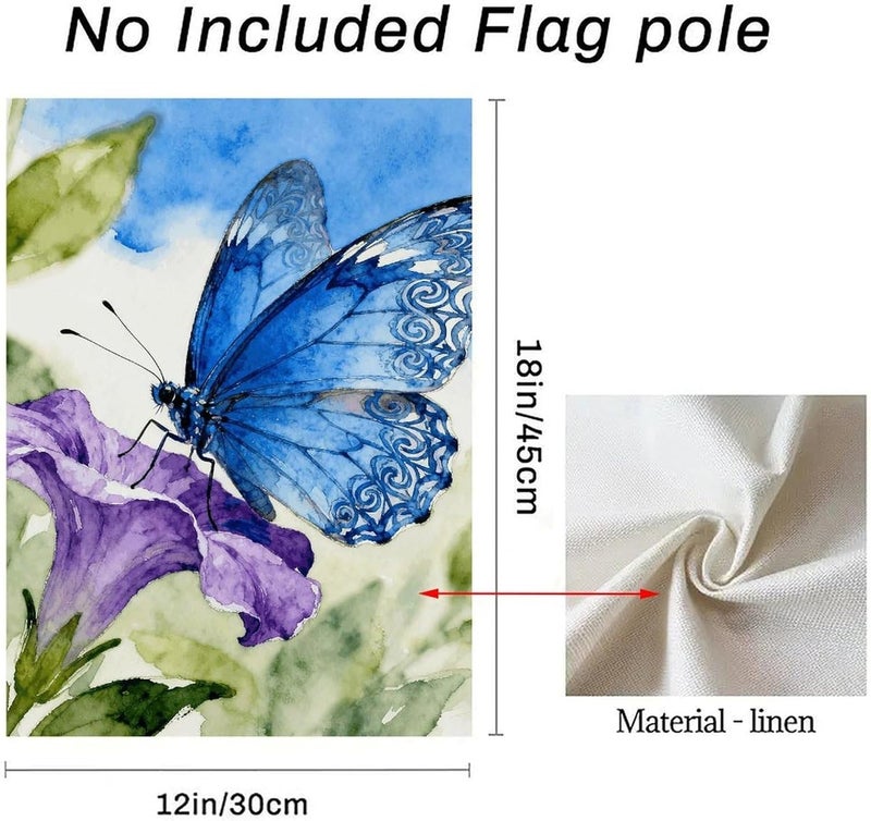 Blue Butterfly Garden Flag Double Print Yard Flag 12×18 Inch Lawn Flag Outdoor Decor Flag House Garden Banner Holiday Yard Banner Home Entryway Flag For Outdoor Yard All Four Seasons - Image 3