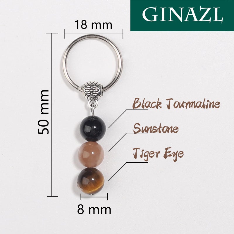 GINAZL Safe Travels Keychain, Natural Energy Crystal Beaded Keychain protection keychain for women going away gifts Chistmas Valentines day Birthday Gift for Friends Women Men(ST) - Image 2