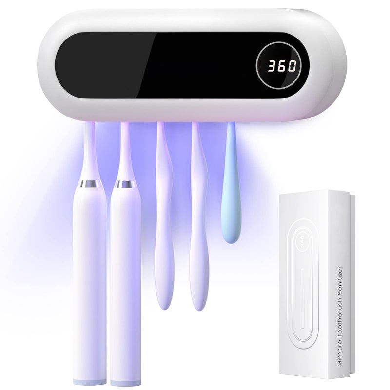 MIMORE Toothbrush Holder, 5 Toothbrush Slots & Timer Function, Cordless Wall Mounted Toothbrush Holders for Bathrooms - Image 1