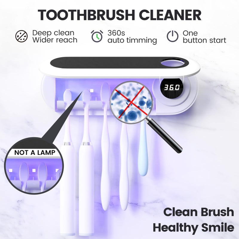 MIMORE Toothbrush Holder, 5 Toothbrush Slots & Timer Function, Cordless Wall Mounted Toothbrush Holders for Bathrooms - Image 2