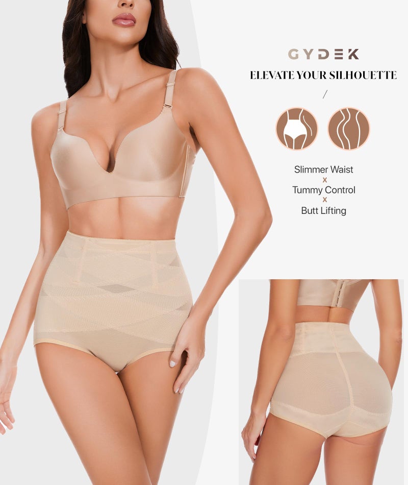 GYDEK Tummy Control Shapewear Panties for Women High Waisted Body Shaper Underwear Girdle Panty Seamless Shapewear Beige - Image 2