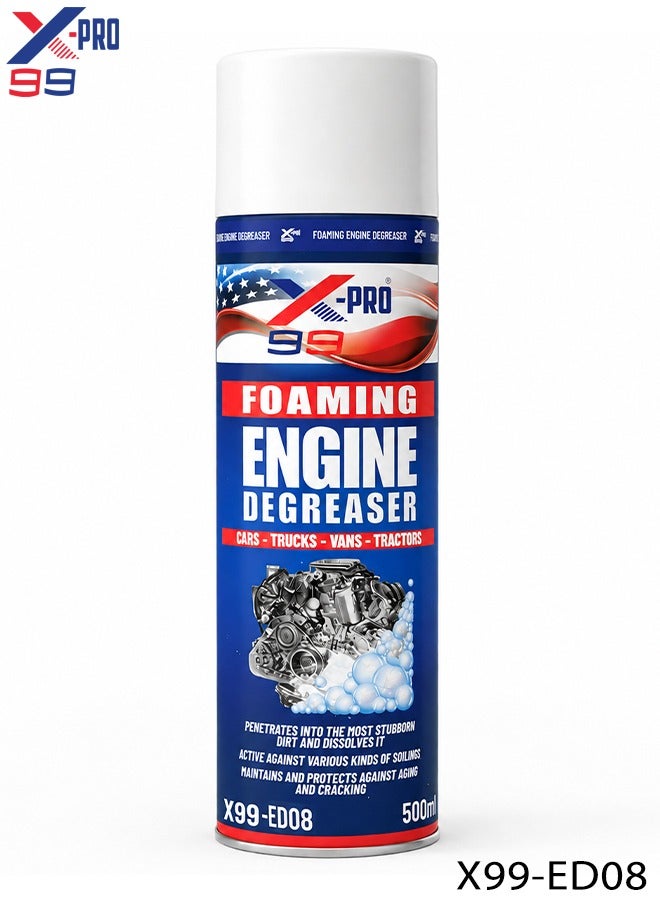 X Pro 99 X-PRO 99 Foaming Engine Degreaser X99-ED08 500ml Engine Cleaner Foam for Cars Trucks Vans Tractors Motorcycles Heavy Equipment Grease Oil Dirt Grime Removal Automotive Maintenance Cleaning Spray.ERPC 38223 - Image 1