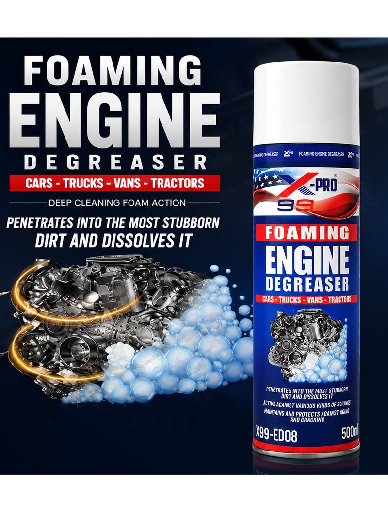 X Pro 99 X-PRO 99 Foaming Engine Degreaser X99-ED08 500ml Engine Cleaner Foam for Cars Trucks Vans Tractors Motorcycles Heavy Equipment Grease Oil Dirt Grime Removal Automotive Maintenance Cleaning Spray.ERPC 38223 - Image 3