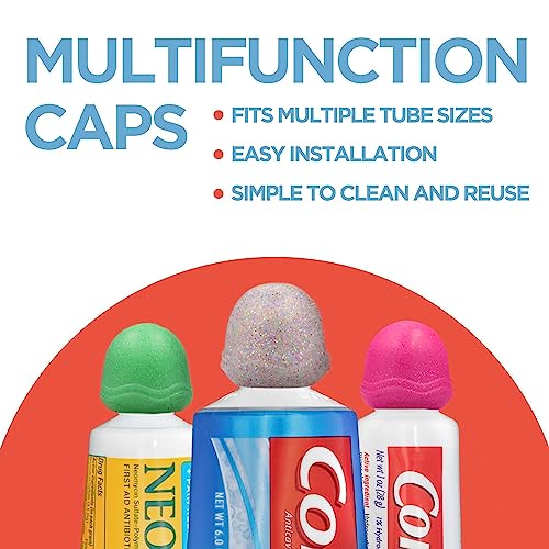 Chrome Cherry SqueezMe Self-Closing Toothpaste Caps, Silicone Lid for Kids & Adults, No Mess Toothpaste Dispenser, Easy Squeezer Cap for Tubes, Bathroom Accessory, Glitter, Pack of 6 - Image 3