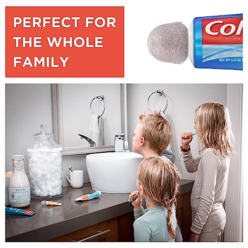 Chrome Cherry SqueezMe Self-Closing Toothpaste Caps, Silicone Lid for Kids & Adults, No Mess Toothpaste Dispenser, Easy Squeezer Cap for Tubes, Bathroom Accessory, Glitter, Pack of 6 - Image 4