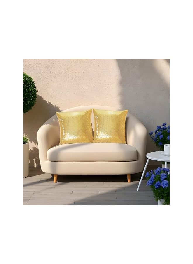 The Bros Set of 2 Sequin Decorative Pillow Cover Gold Throw Pillow Covers for Couch Sofa Throw Pillows 18 X 18 Inches - Image 2