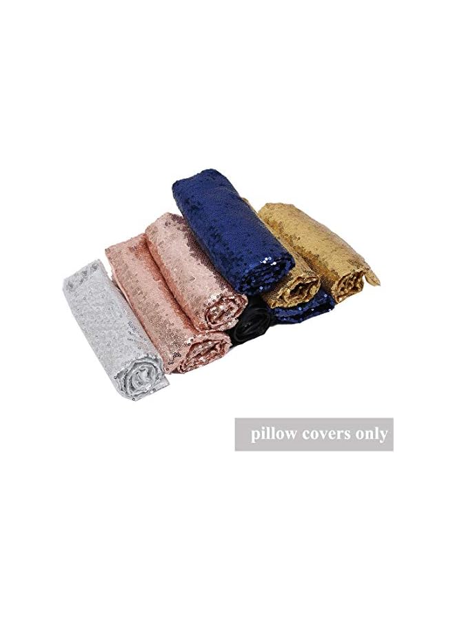 The Bros Set of 2 Sequin Decorative Pillow Cover Gold Throw Pillow Covers for Couch Sofa Throw Pillows 18 X 18 Inches - Image 5