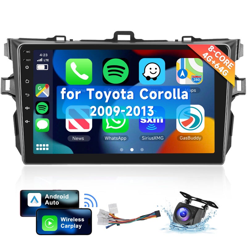 VECHTEL 8 CORE 4G64G for Toyota Corolla 20092013 Car Radio with Wireless CarplayAndroid Auto 9 Inch Android 15 IPS Touch Screen Car Stereo Bluetooth GPS Navi 5G WiFi SWC DSP Backup Camera - Image 2