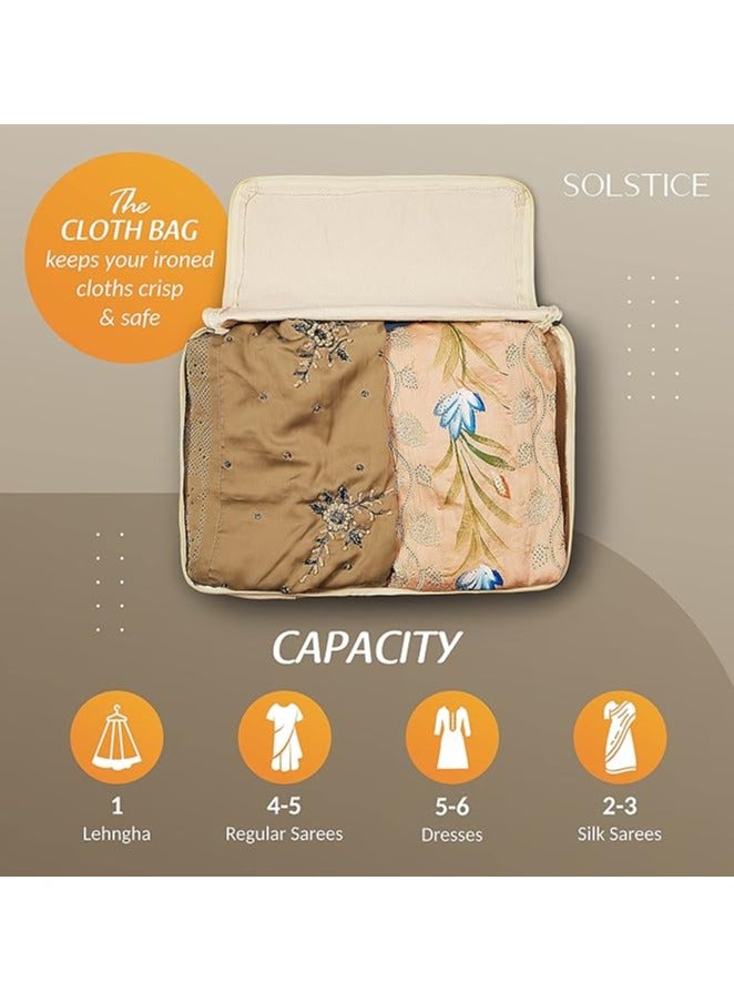 Solstice Cotton Canvas Clothes Storage Bags/Saree Covers with Zip for Storage Specially Design for Woman Dresses, Sarees for Wardrobe Organizer  - Image 5