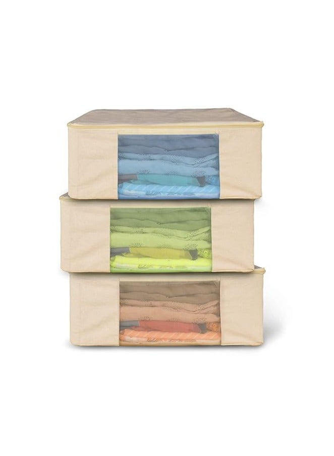 Solstice Cotton Canvas Clothes Storage Bags/Saree Covers with Zip for Storage Specially Design for Woman Dresses, Sarees for Wardrobe Organizer  - Image 1