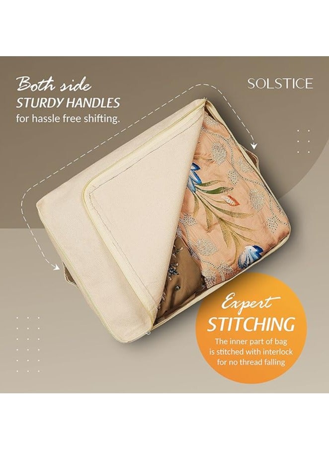 Solstice Cotton Canvas Clothes Storage Bags/Saree Covers with Zip for Storage Specially Design for Woman Dresses, Sarees for Wardrobe Organizer  - Image 3