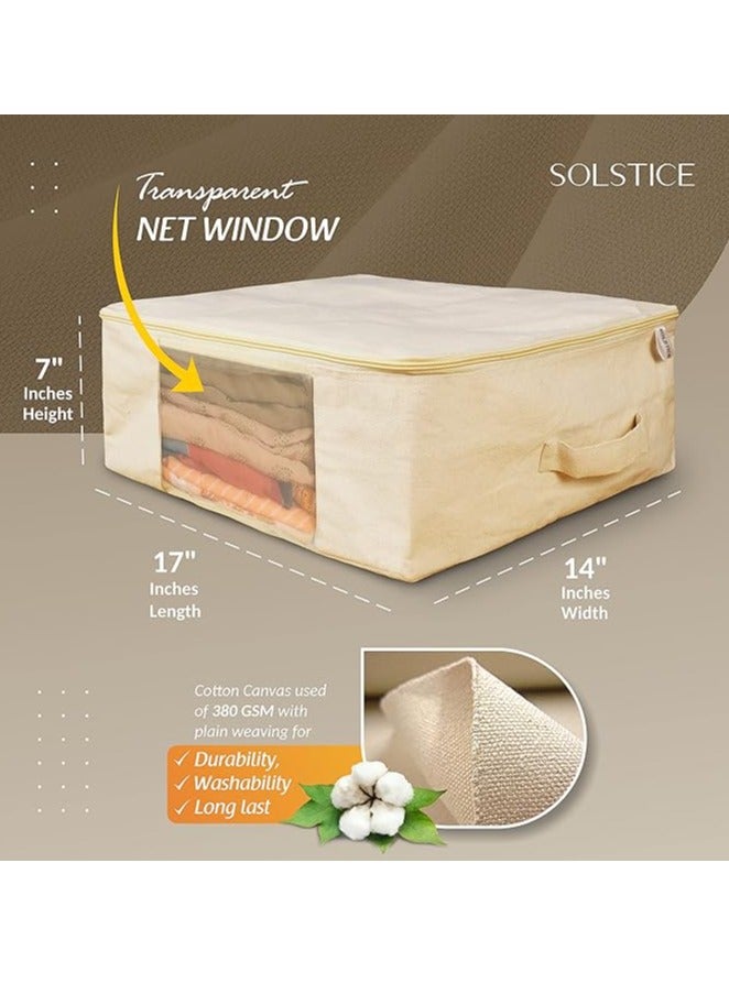 Solstice Cotton Canvas Clothes Storage Bags/Saree Covers with Zip for Storage Specially Design for Woman Dresses, Sarees for Wardrobe Organizer  - Image 2