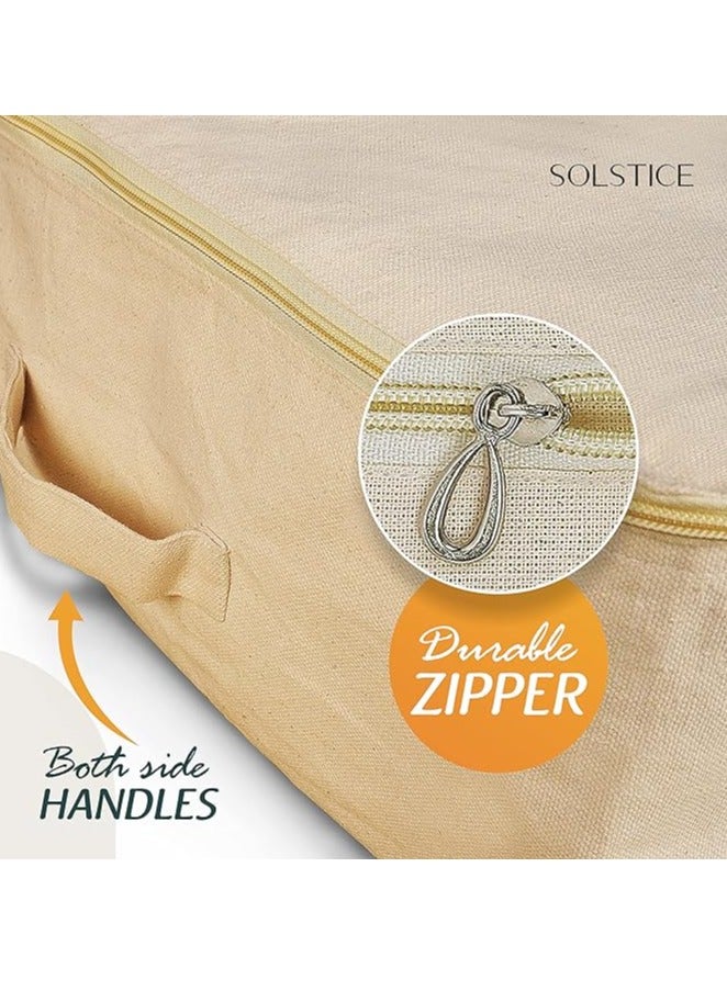 Solstice Cotton Canvas Clothes Storage Bags/Saree Covers with Zip for Storage Specially Design for Woman Dresses, Sarees for Wardrobe Organizer  - Image 4