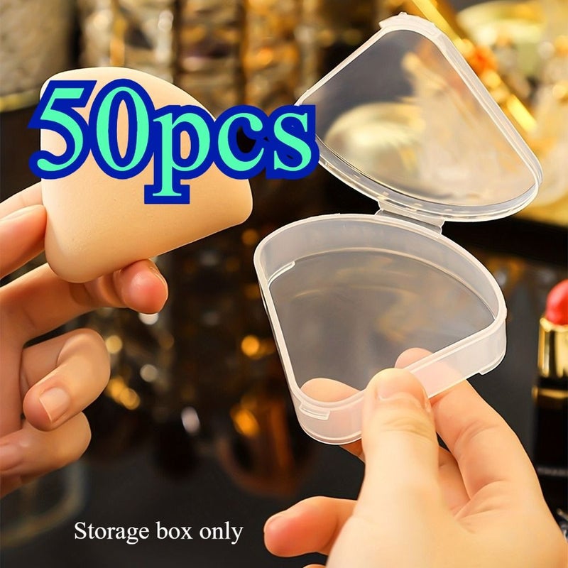 Transparent Storage Box For 50 Triangular Powder Puffs Dustproof - Image 1