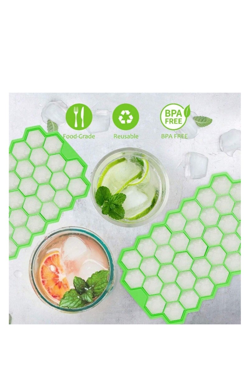 صينية مكعبات الثلج المرنة المصنوعة من السيليكون على شكل قرص العسل مع غطاء، 37 فتحة، مرنة وناعمة مناسبة للثلاجة والفريزر لصنع مكعبات ثلج صغيرة 1قطعة ( قد يختلف اللون ) - Image 4