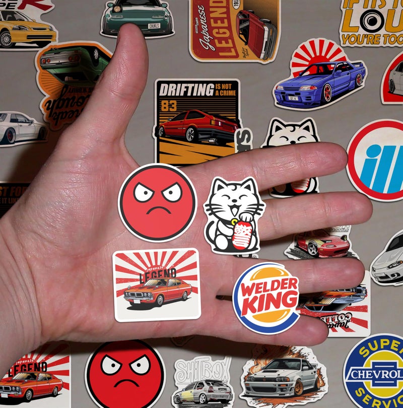 WallDesign تصميم الحائط Race-Ready 40 مجموعة من ملصقات JDM الأصلية القابلة للإزالة واللصق لإكسسوارات الهواتف المحمولة وأجهزة اللابتوب هدية مطلية مطبوعة من الفينيل المتين لثقافة السرعة اليابانية الحقيقية لمحبي السيارات 51 مم - Image 5