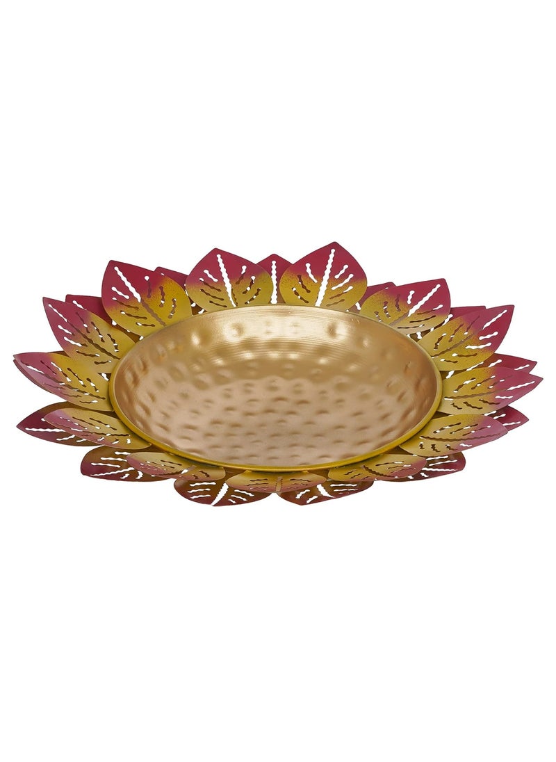 Webelkart Webelkart Premium Printed Leaf Design Set of 3 Flower Shape Flower Decorative Urli Bowl for Home Floating Flowers for Home,Table Decor| Diwali Decoration(Multicolor)  - Image 4