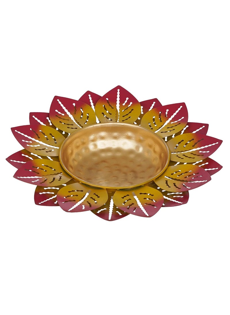 Webelkart Webelkart Premium Printed Leaf Design Set of 3 Flower Shape Flower Decorative Urli Bowl for Home Floating Flowers for Home,Table Decor| Diwali Decoration(Multicolor)  - Image 2