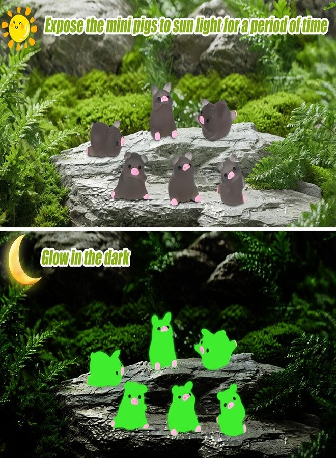 EVERMARKET 54 PCS Tiny Pigs for Crafts Luminous Mini Resin Pig Dollhouse Miniatures Mini Animals for Car Fairy Garden Micro Landscaping Plant Decoration (Pig) - Image 5