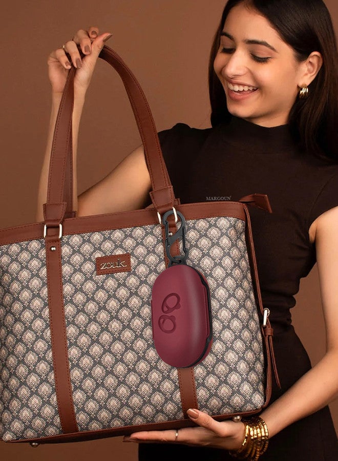 CATANES (for Samsung Galaxy Buds Plus) Silicone Case Cover with Keychain Hard Protective Earbuds Case Full Body Protection Case Cover / Dark Red - Image 3