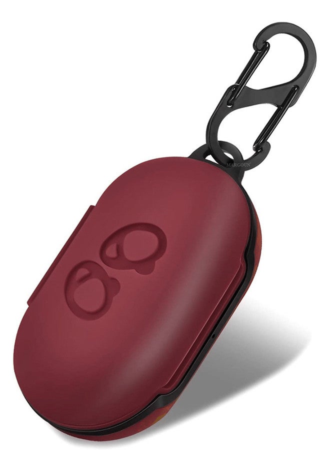 CATANES (for Samsung Galaxy Buds Plus) Silicone Case Cover with Keychain Hard Protective Earbuds Case Full Body Protection Case Cover / Dark Red - Image 1