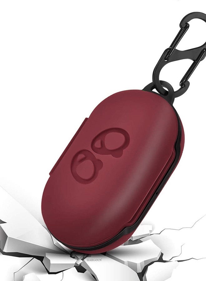 CATANES (for Samsung Galaxy Buds Plus) Silicone Case Cover with Keychain Hard Protective Earbuds Case Full Body Protection Case Cover / Dark Red - Image 4