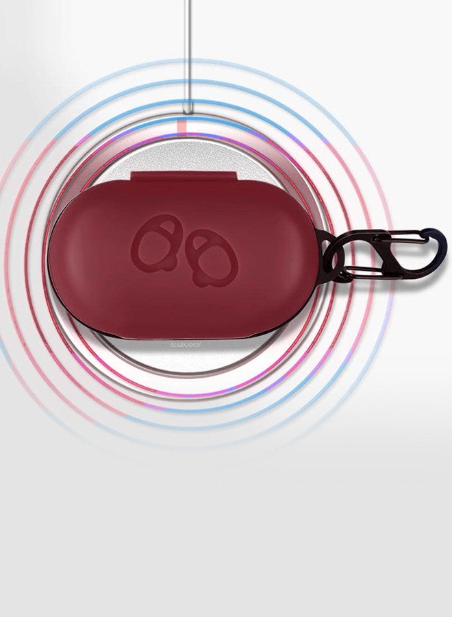 CATANES (for Samsung Galaxy Buds Plus) Silicone Case Cover with Keychain Hard Protective Earbuds Case Full Body Protection Case Cover / Dark Red - Image 5
