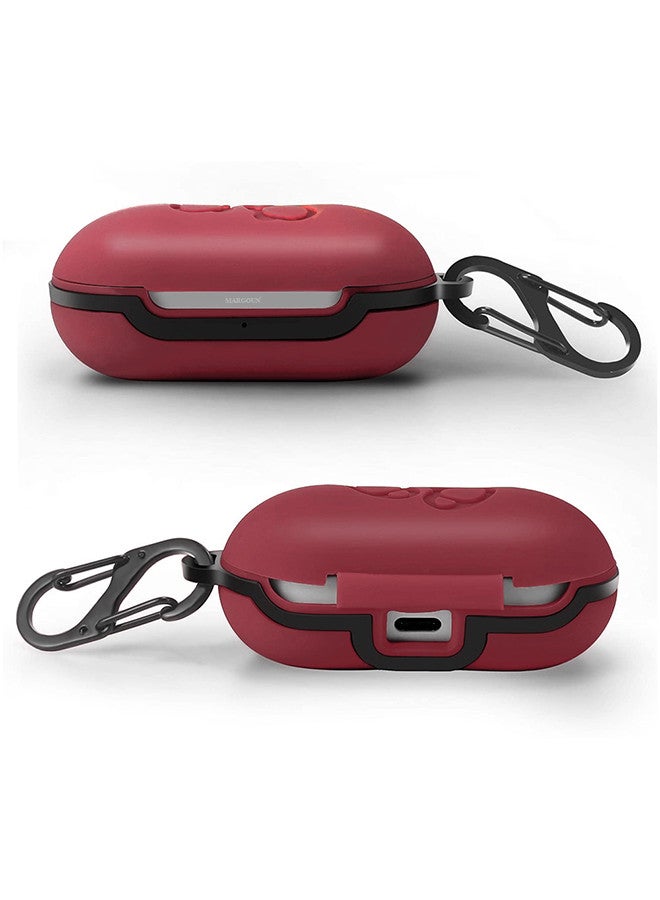 CATANES (for Samsung Galaxy Buds Plus) Silicone Case Cover with Keychain Hard Protective Earbuds Case Full Body Protection Case Cover / Dark Red - Image 2