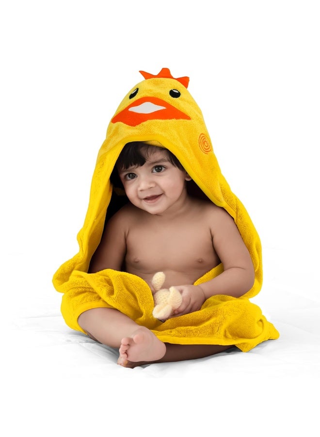 Luvlap Hooded Baby Bath Towel for New Born, Super Soft, Made with Super Soft and Highly Absorbent 100% Zero Twist Cotton, Can be Used for Baby Swaddling (Yellow Chicken) - Image 1