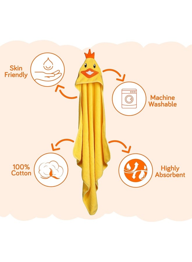 Luvlap Hooded Baby Bath Towel for New Born, Super Soft, Made with Super Soft and Highly Absorbent 100% Zero Twist Cotton, Can be Used for Baby Swaddling (Yellow Chicken) - Image 2
