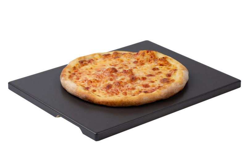 ROCKSHEAT Pizza Stone Ceramic Coating 15x12 Rectangular Pizza Stone for Oven Grill BBQ Easy Clean Bread Baking Stone with Unique Builtin 4 Handle