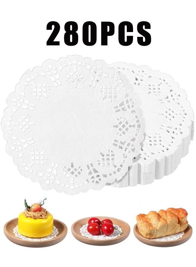 280 Pcs 3.5 Inch Round White Paper Doilies, Disposable Placemats for Cakes Desserts Wedding Party - Image 1