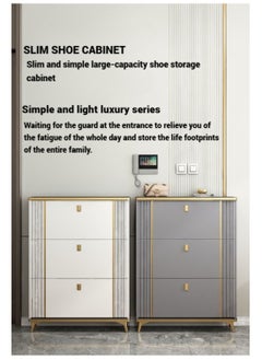 AWD Shoe Rack Cabinet in Double Tipping, Shoe Cabinet 3 Flipping Doors Large Capacity Shoe Storage Wooden Shoe Rack Free Standing Organizer For Entryway Hallway Entrance  - Image 3