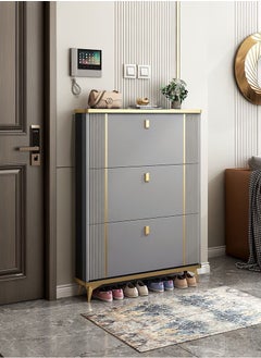 AWD Shoe Rack Cabinet in Double Tipping, Shoe Cabinet 3 Flipping Doors Large Capacity Shoe Storage Wooden Shoe Rack Free Standing Organizer For Entryway Hallway Entrance  - Image 1