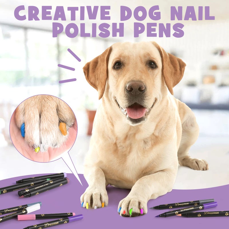 Dreamon Dog Nail Polish Pen, 14 Colors Pet Nail Polish Set to DIY Beautiful Dog Nails Ideas, Creative Dog Accessories Nail Polish Pens Quick Dry & Easy to Use (A) - Image 5