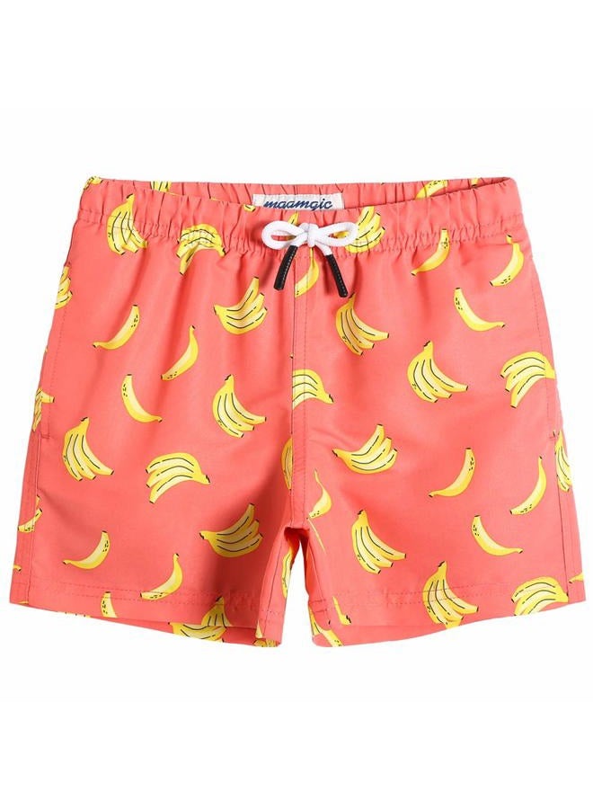 MAAMGIC Boys Swim Trunks Toddler Swim Shorts Little Boys Bathing Suit Swimsuit Toddler Boy Swimwear, Banana Orange, 5-6 Years - Image 1