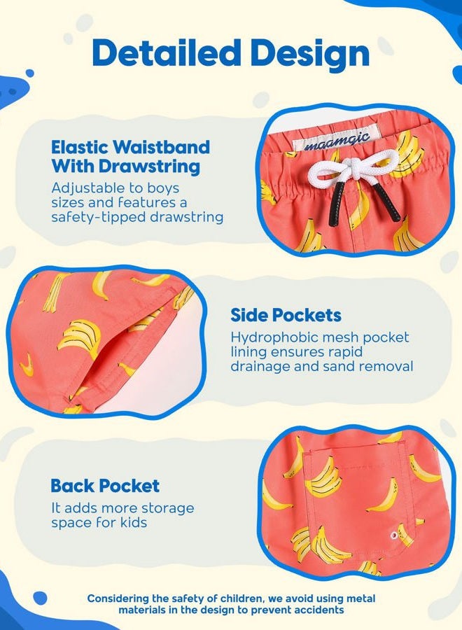 MAAMGIC Boys Swim Trunks Toddler Swim Shorts Little Boys Bathing Suit Swimsuit Toddler Boy Swimwear, Banana Orange, 5-6 Years - Image 4