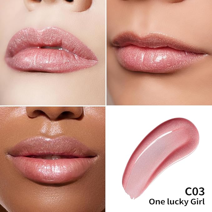 Oulac Oulac Makeup Crystal Shine Lip Gloss Pink Glossy Shiny Shimmer Plumping Non Stick Formula Moisturising - Image 3