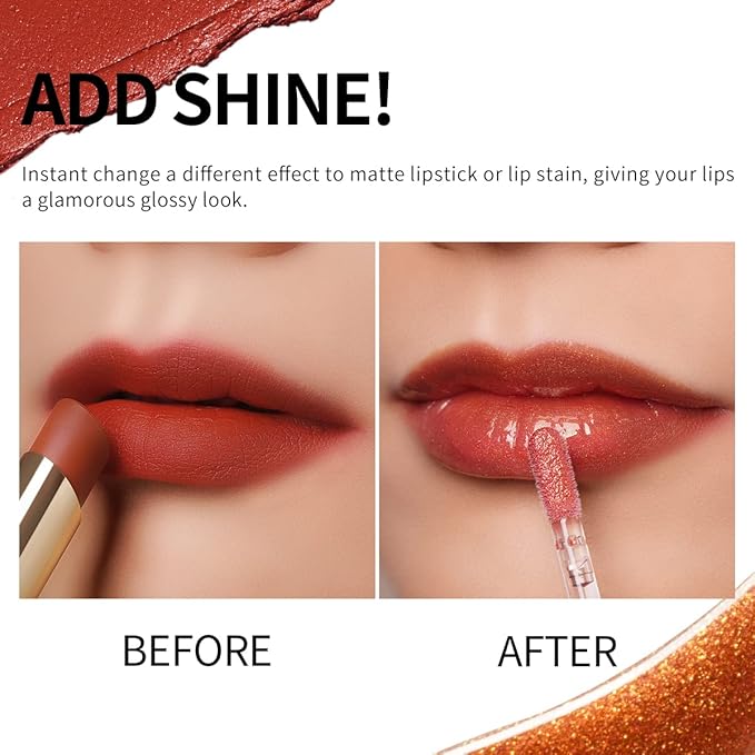 Oulac Oulac Makeup Crystal Shine Lip Gloss Pink Glossy Shiny Shimmer Plumping Non Stick Formula Moisturising - Image 5