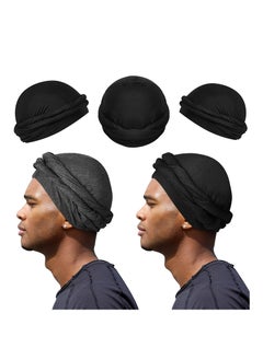 Turban for Men Turban Vintage Twist Head Wraps for Men Stretch Modal and Satin Turban Scarf Tie for Hair 2 Pcs