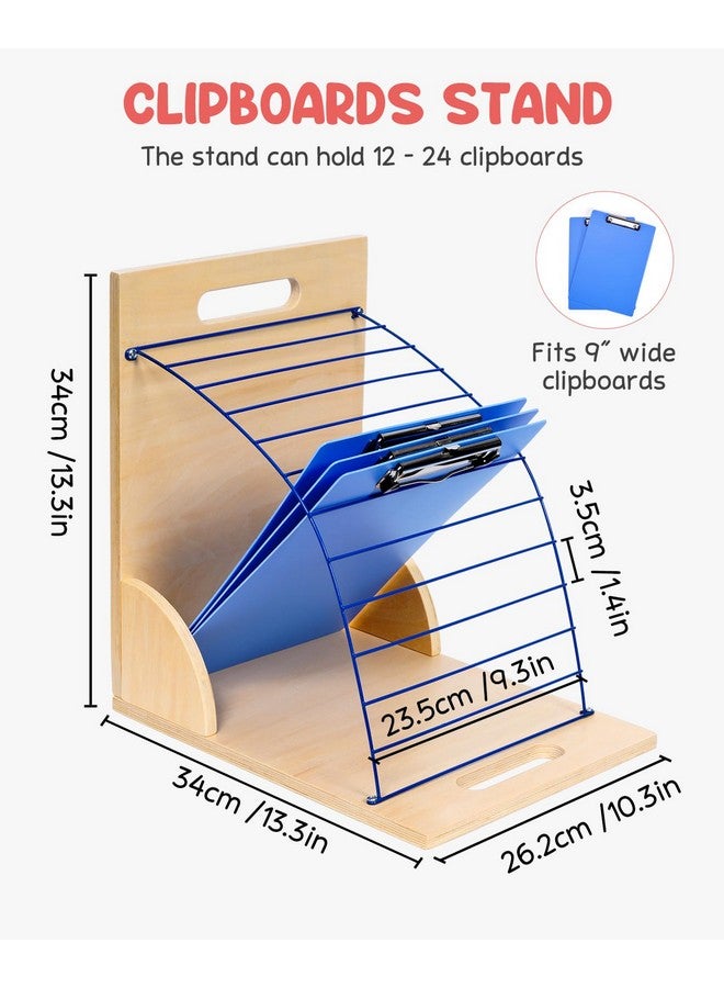 Gamenote 2 Pack Clipboard Holders - Wood And Metal Clipboard Stand Clipboards Storage Rack Small White Board Organizer For Classroom Office (Assembly Required) (2) - Image 2