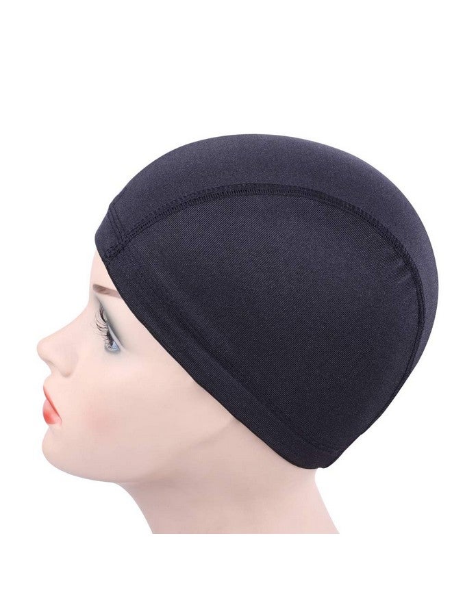 ياتشيو قطع قبعات شعر مستعار سوداء على شكل قبة لصنع شعر مستعار قابل للتمدد مع شريط مطاطي واسع (غطاء مقبب M) - Image 3