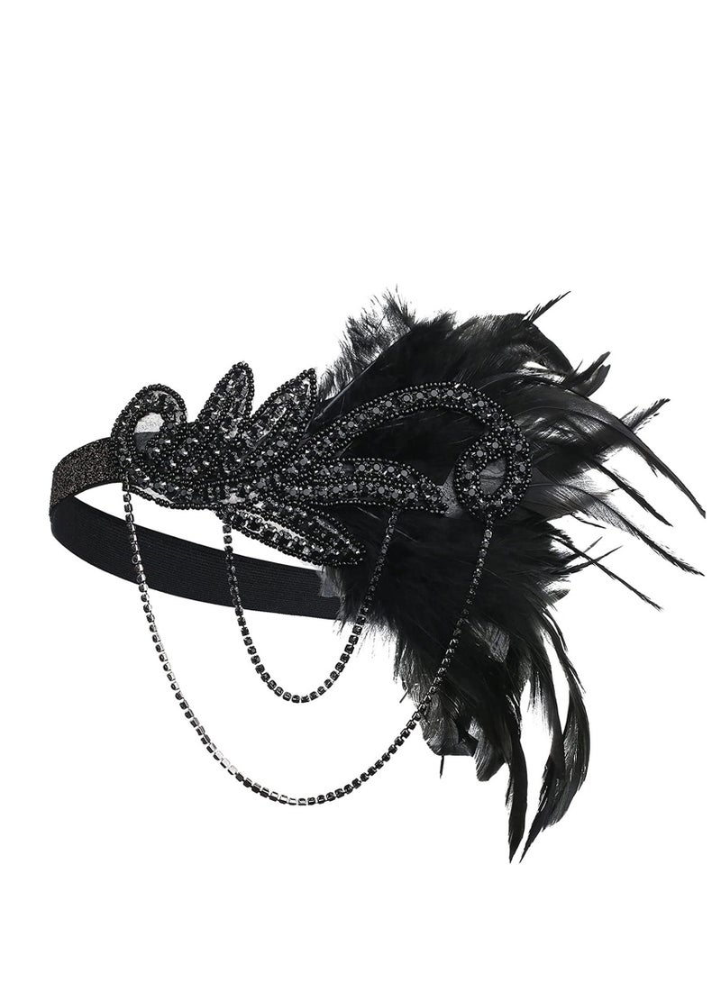 Generic 1920s Women Feather Flapper Vintage Headpiece Roaring 20s Great Gatsby Headband（B)  - Image 1