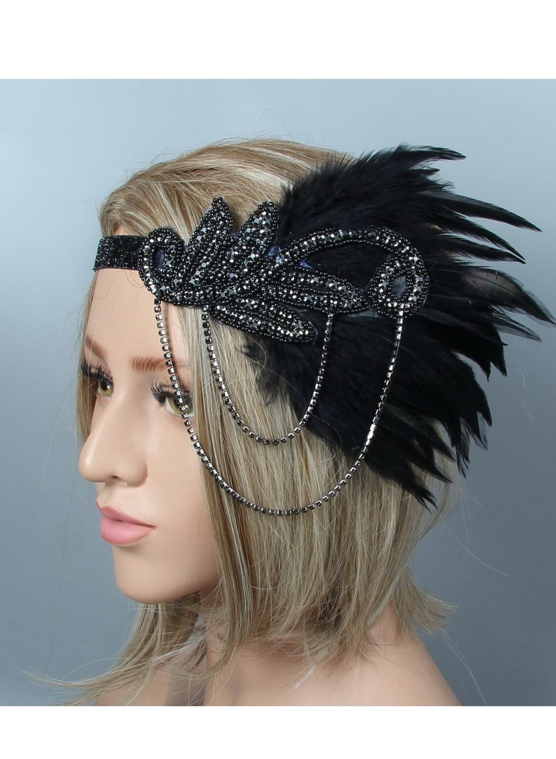 Generic 1920s Women Feather Flapper Vintage Headpiece Roaring 20s Great Gatsby Headband（B)  - Image 2